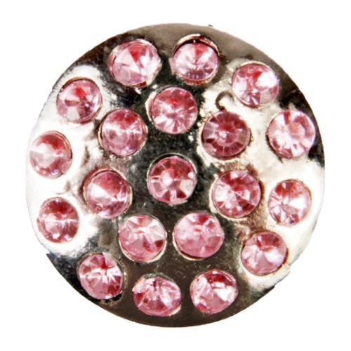 C/Z Dawg Tag Shoe Charm - Pink Dome with Crystals