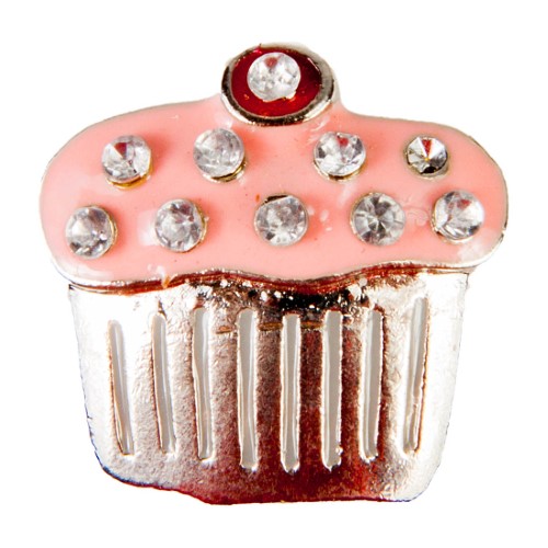 C/Z Dawg Tag Shoe Charm - Cupcake with Crystals