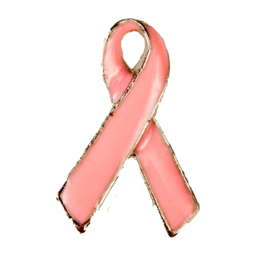 Enamel Dawg Tag Shoe Charm - Breast Cancer Ribbon