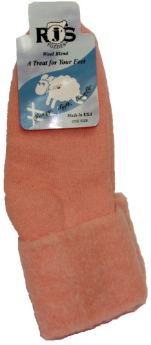 Cloud Nine / RJ's Fuzzies Authentic Wool Bed Socks 1 Pair, Solid Peach