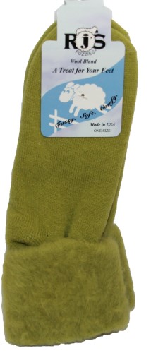 Cloud Nine / RJ's Fuzzies Authentic Wool Bed Socks 1 Pair, Solid Basil