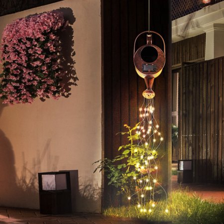 Garden Decorations Outdoor Clearance Watering Can Lights Outdoor String Fairy Lights Waterfall with Bracket for Home Path Patio Yard Lawn  White