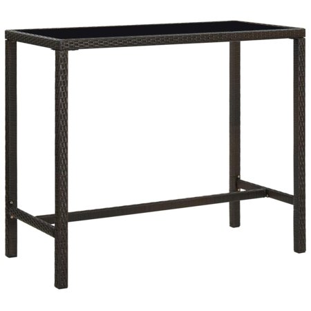 VidaXL Garden Bar Table Brown 51.2 X23.6 X43.3  Poly Rattan and Glass 3460