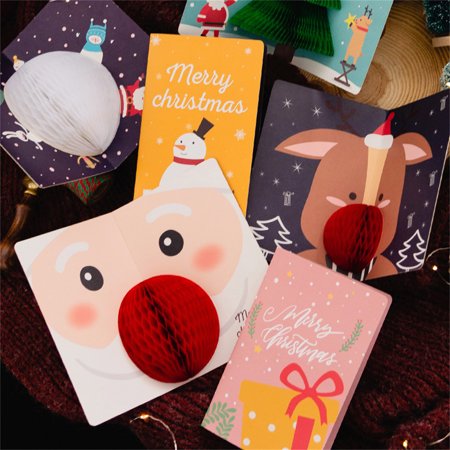 COOLL 1 Set Clear Print Greeting Card Rectangle Paper Snowman Xmas Card for Home  Color#6990