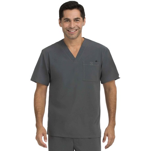 Med Couture 8530 Mens Activate Stretch V-neck Scrub Top, Womens, Size Large, Gray