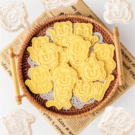 MGStore Tiger Pattern Cookie Cutters DIY PLA Bread Baking Baking Mould Stencils Kitchen Accessories  Color#1744