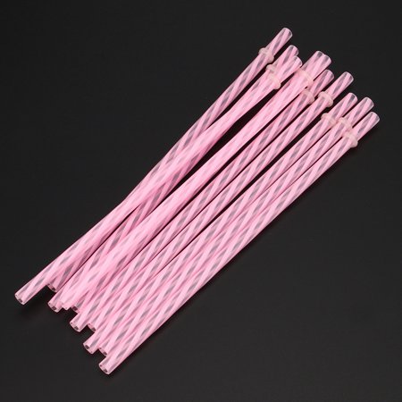 Roliyen Colorful Reusable Hard Plastic Stripe Drinking Straws Party Decoration