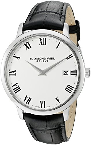 Raymond Weil Men's 'Toccata' Swiss Quartz Stainless Steel and Leather Automatic Watch, Color:Black (Model: 5588-STC-00300)