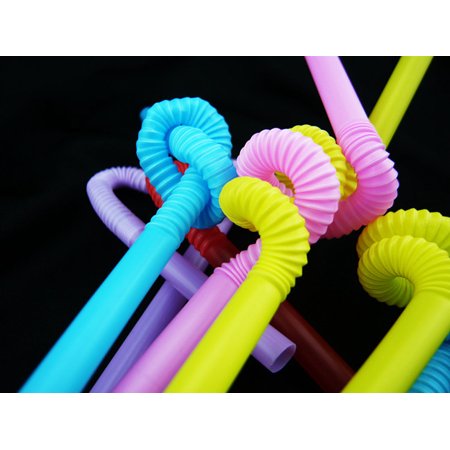 Roliyen 50Pcs Multi-Shaped Pegeant Plastic Drinking Straws Wedding Birthday Party