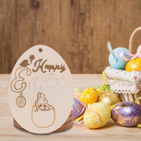 COOLL 10Pcs/Set Wooden Pendant Egg Shape Easter Decoration Wooden Wooden Egg Hanging Pendant for Easter Party  Color#9797