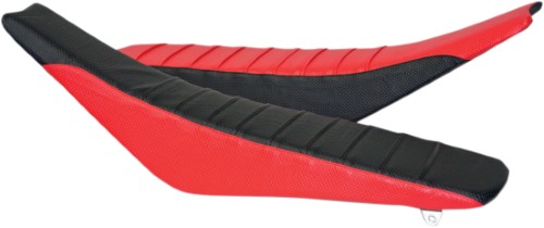 Flu Designs 3 Panel Colored Pleated Grip Seat Cover Red Side Black Top 35317