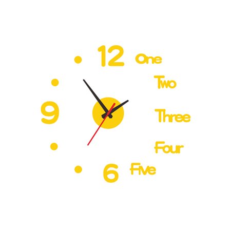 12-hour DIY Wall Clock  Silent Scanning Movement Battery Powered Clock Sticker (Silver  Black  Golden  Red)