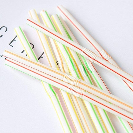 Roliyen Disposable Elbow Material Straws Juice Drink Milk Tea Straws Random Color