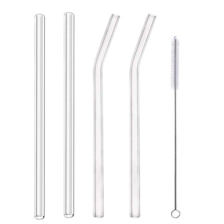 Roliyen Glass Straws Clear Bent Perfect Reusable Straw for Smoothies  Tea  Juice  Water