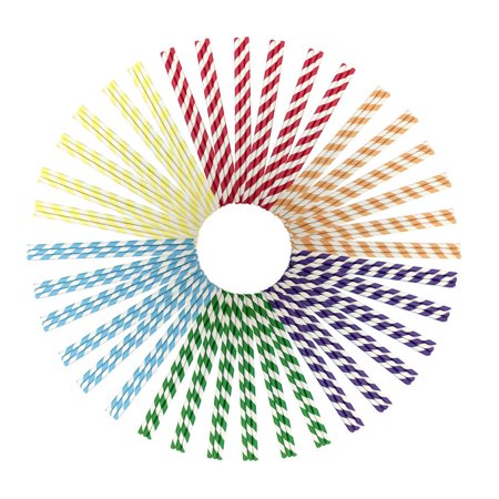 Roliyen 150PCS Drink Paper Straws Birthday Party Supplies Theme Drinking Rainbow Straws