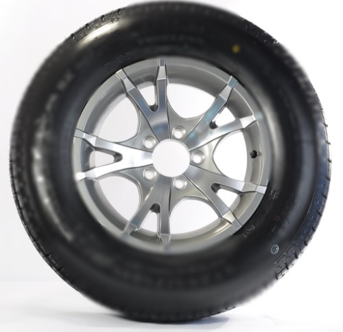 2-Pk Rainier ST225/75R15D 2540# 65PSI 15X6 6-5.5 Aluminum T07 V-Spoke Grey