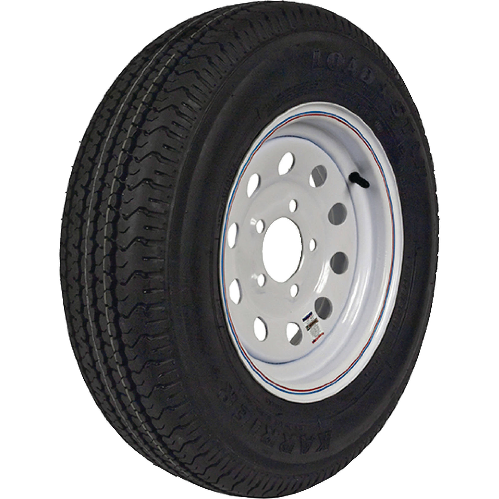 Loadstar ST225/75R-15 KR03 Radial 2540 Lb. Load Capacity White with Stripe 15 in. Bias Tire and Wheel Assembly