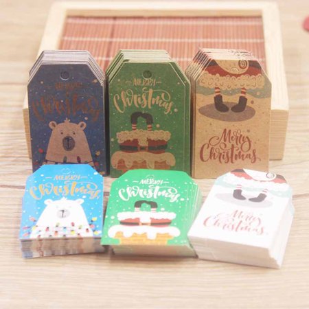 COOLL 100 Pcs Eco-friendly Christmas Tags Unique Pattern Paper Hanging Gift Labels Xmas Ornaments for Home  Color#4081