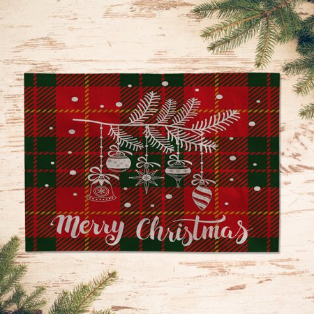 JunDanmall Exquisite Workmanship Table Cover Heat Insulation Flax Christmas Classic Pattern Place Mat for Home  Color#6858
