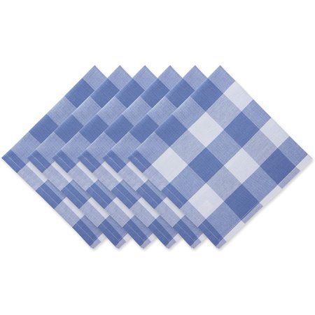 Buffalo Check Collection Classic Tabletop  Napkin Set  20x20  Stonewash Blue 6 Piece