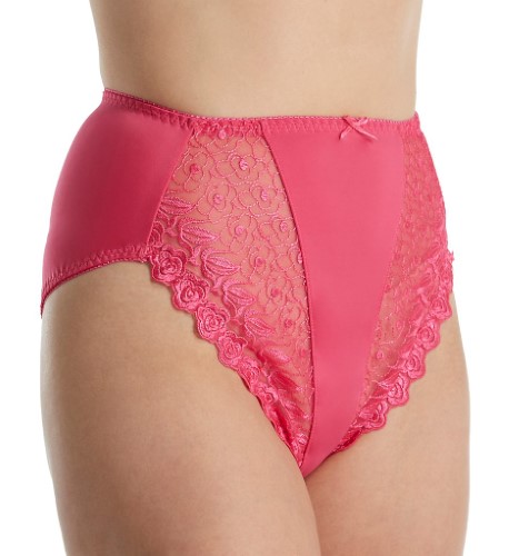 Women's Valmont 2320 Embroidered Lace and Satin Hi-Cut Brief Panties