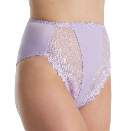 Women's Valmont 2320 Embroidered Lace and Satin Hi-Cut Brief Panties