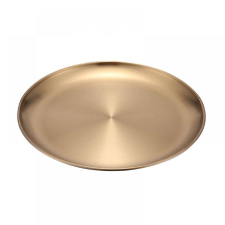 Gold Round Storage Trays  Stainless Steel Metal Presentation Plates  Decorative Storage Organizer Serving Tray for Jewelry/Cosmetic/Kitchen Tableware 