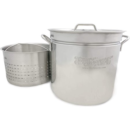 Bayou Classic 1136 36-qt Stainless Stockpot with Basket  Quarts  Silver( Pack of 2 )