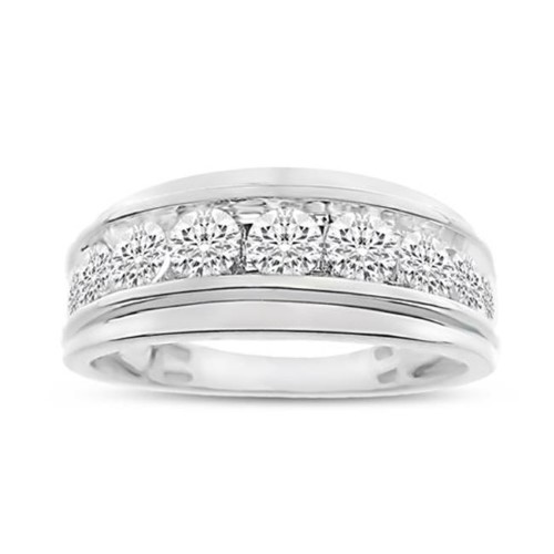 10 KT White Gold 1 CT Diamond Mens Band Ring, 10 in.