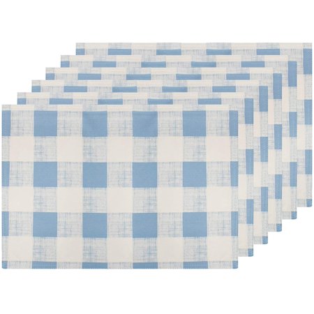 Set of 6 Placemats  Elegant Buffalo Check Plaid Placemats Blue and White Plaid Woven Tablemats Washable 13 19 Inch Non-Slip Table Mats for Dining Tabl