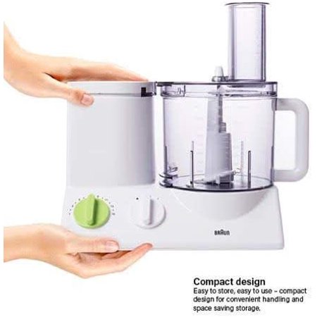 Braun FP3020 12 Cup Food Processor Ultra Quiet Powerful Motor  Includes 7 Attachment Blades + Chopper and Citrus Juicer   Made in Europe with German E