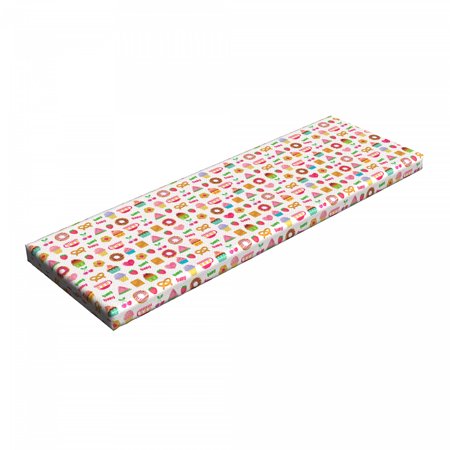 Dessert Bench Pad  Confectionary Pattern of Pretzels and Candies on Pinky Polka Dotted Background  HR Foam Cushion with Decorative Fabric Cover  45  X