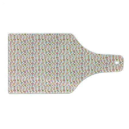 Dessert Cutting Board  Confectionary Pattern of Pretzels and Candies on Pinky Polka Dotted Background  Decorative Tempered Glass Cutting and Serving B