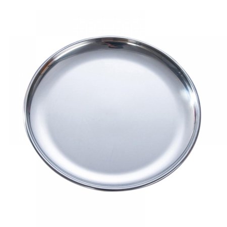 Ins Style Stainless Steel Plate Discs Chic Food Storage Tray Round Silver Frosted Metal Dishes Nordic Simplicity Dessert Steak Kitchen Coffee Shop