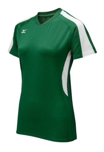 Mizuno Women's Techno Volley Iv Short Sleeve Jersey, Forest/white, Xx-small