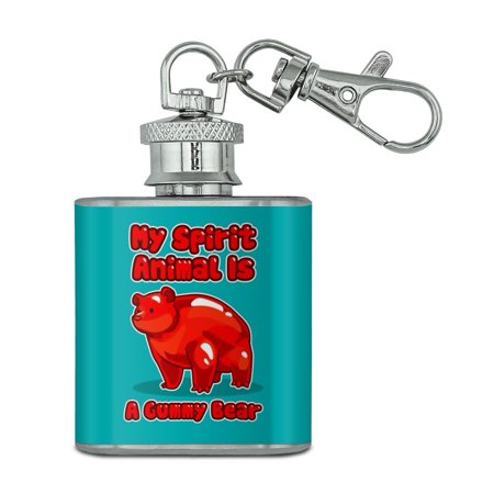 My Spirit Animal Is a Gummy Bear Stainless Steel 1oz Mini Flask Key Chain