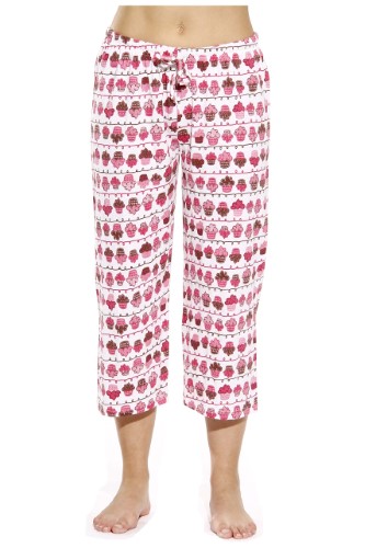 Just Love Womens Pajamas Cotton Capri Pants 6331-10389-XL (3X, Cupcake - White)