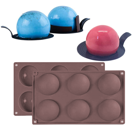 Peroptimist 6-Cavity Silicone Chocolate Candy Molds  Semicircle Baking Molds for Cordial Truffle  Pudding Ball Ice Cube Peanut Butter 4pcs Chocolate C