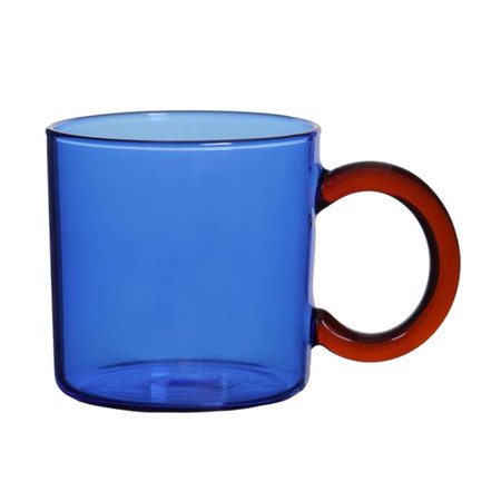 Fashion Glass Coffee Cup with Handle Crystal Clean Look Drinkware Mix Cup 10 Oz Drinking Glasses for Beverage Juice Beer Wine Milk