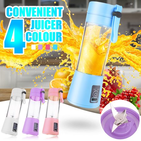 13.4 Oz USB Electric Safety Juicer Cup Fruit Juice Mixer Mini Portable Rechargeable Juicing Mixing Crush Ice Smoothie Travel Blender Mixer Machine