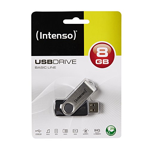Intenso 8GB USB 2.0 Memory Pen, Basic Line, Black & Silver