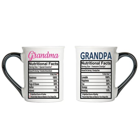 Cottage Creek Grandma Grandpa Mugs  16 Oz Ceramic Coffee Mugs  Set of 2