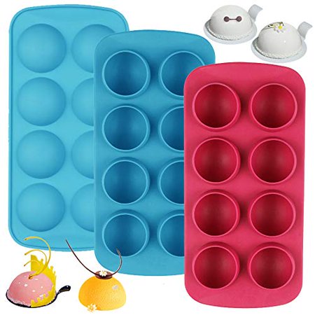 Set of 3  Silicone Chocolate Candy Molds  FindTop Round Sphere Baking Molds for Cordial Truffle  Jello Pudding Ball Ice Cube Peanut Butter