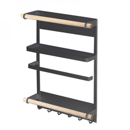 MEROTABLE Magnetic Sticker Storage Refrigerator Shelf Kitchen Spice Paper Towel Holder Black