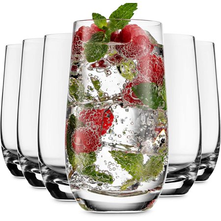 MITBAK 16 - OZ Drinking Glasses (Set of 6) | Highball Glasses Tumblers for Mixed Drinks  Water  Juice  Beer  Cocktail | Kitchen Glassware Set  Excelle