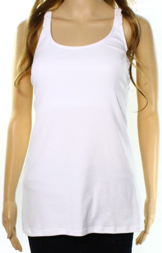RALPH LAUREN $59 Womens New 1136 White Embroidered Spaghetti Strap Top XL B+B