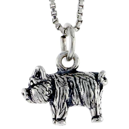 Sterling Silver Pig Charm, 1/2 Inch Wide