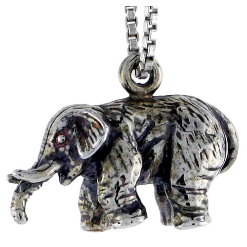 Sterling Silver Elephant Charm, 3/4 Inch Wide