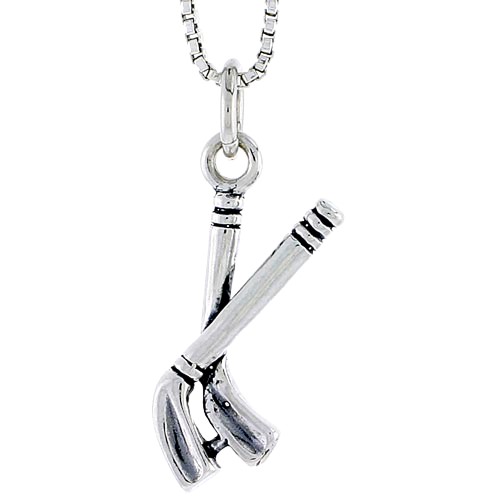 Sterling Silver Hockey Sticks Charm, 3/4 Inch Tall