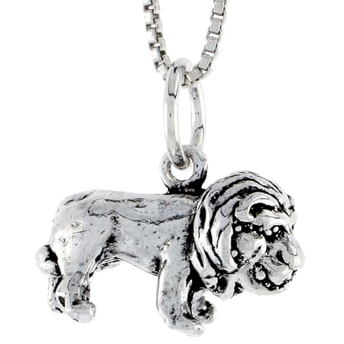 Sterling Silver Lion Charm, 3/4 Inch Wide